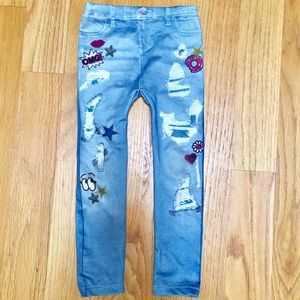 Jeggings with faux patches